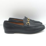 Gucci Jordaan Horsebit Loafers Black Leather Size 38
