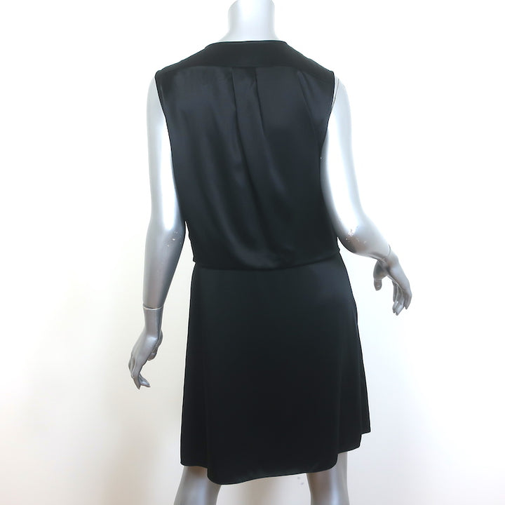 Rag &amp; Bone Victor Sleeveless Wrap Dress Black Silk Satin Size Large