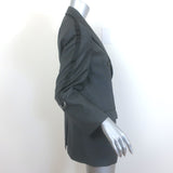 Brunello Cucinelli Monili-Trim Blazer with Feather Brooch Charcoal Wool Size 42