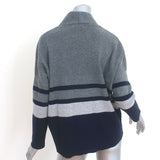 Chinti and Parker Cardigan Gray/Navy Striped Lambswool Size Extra Small