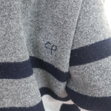 Chinti and Parker Cardigan Gray/Navy Striped Lambswool Size Extra Small