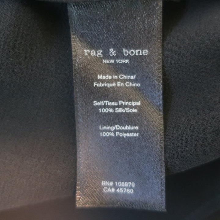 Rag &amp; Bone Victor Sleeveless Wrap Dress Black Silk Satin Size Large