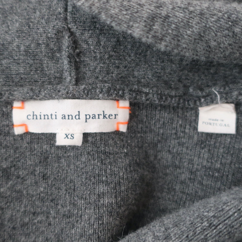 Chinti and Parker Cardigan Gray/Navy Striped Lambswool Size Extra Small