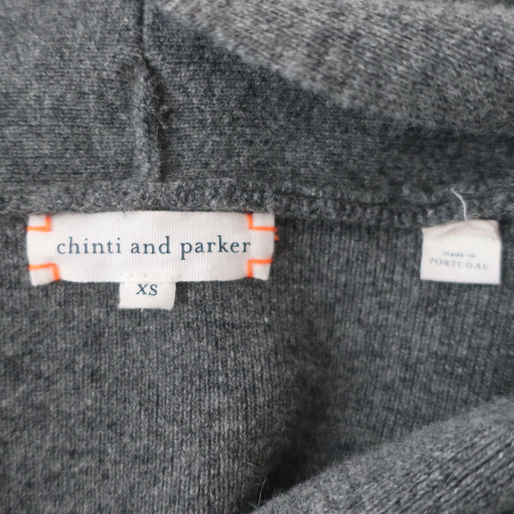 Chinti and Parker Cardigan Gray/Navy Striped Lambswool Size Extra Small