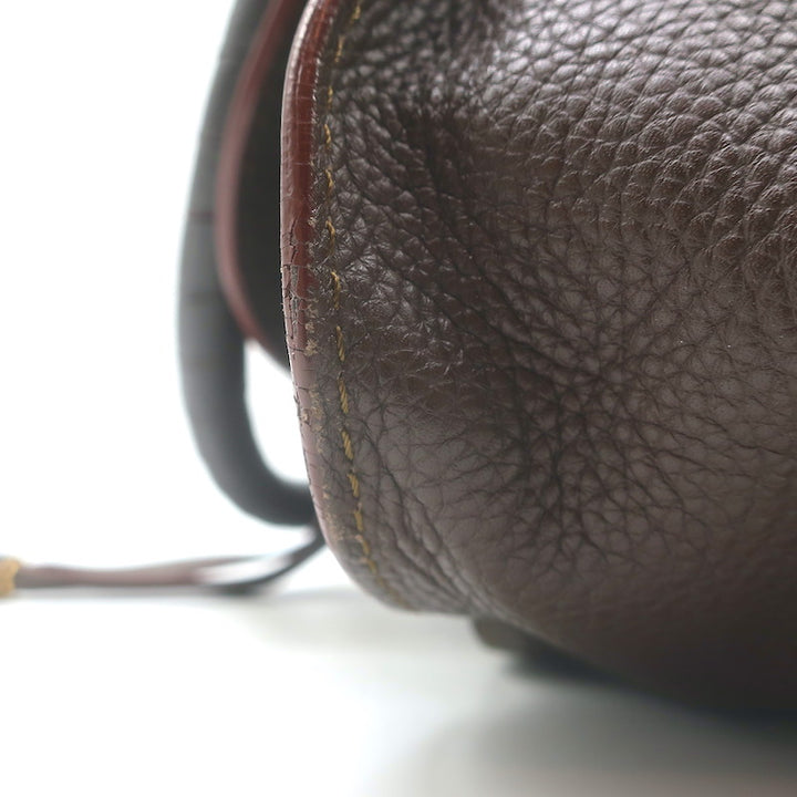 Chloe Marcie Medium Satchel Dark Brown Grained Leather Shoulder Bag