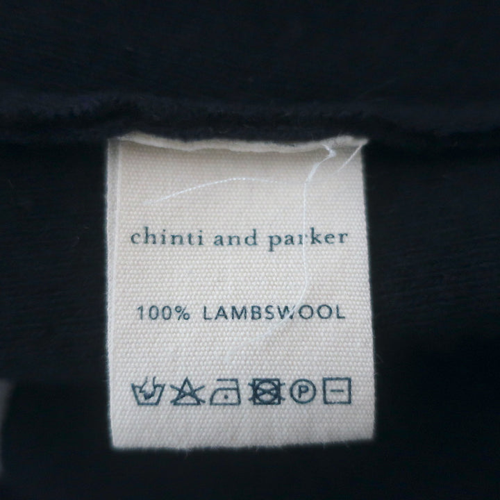 Chinti and Parker Cardigan Gray/Navy Striped Lambswool Size Extra Small