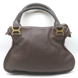 Chloe Marcie Medium Satchel Dark Brown Grained Leather Shoulder Bag