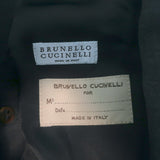 Brunello Cucinelli Monili-Trim Blazer with Feather Brooch Charcoal Wool Size 42