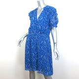Ba&sh Matcha Button-Front Short Sleeve Dress Blue Floral Print Chiffon Size 3