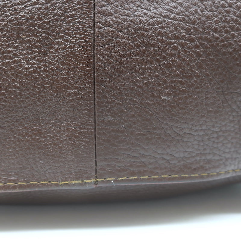 Chloe Marcie Medium Satchel Dark Brown Grained Leather Shoulder Bag