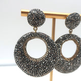 Pave Crystal Circle Drop Earrings Gold-Plated Sterling Silver