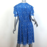 Ba&sh Matcha Button-Front Short Sleeve Dress Blue Floral Print Chiffon Size 3