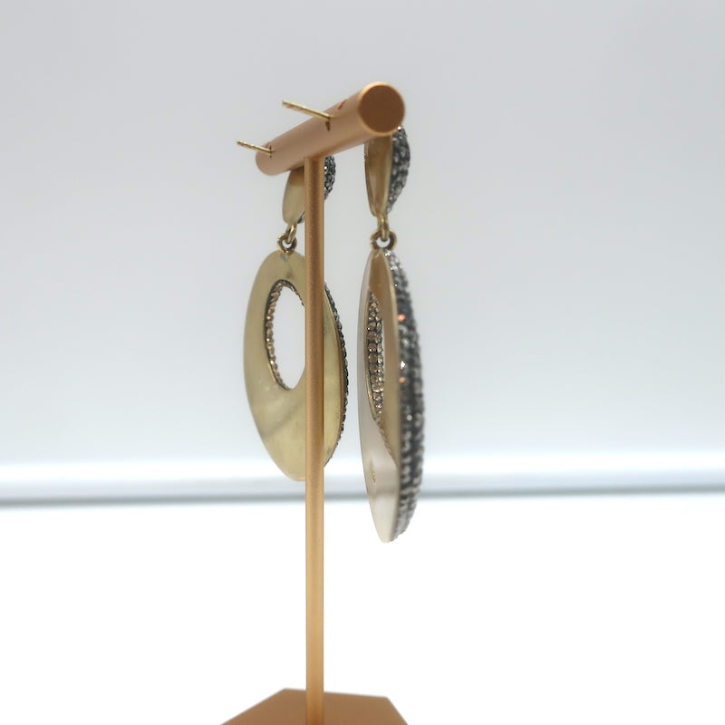 Pave Crystal Circle Drop Earrings Gold-Plated Sterling Silver