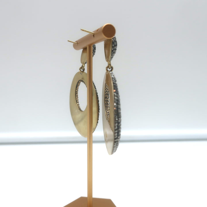 Pave Crystal Circle Drop Earrings Gold-Plated Sterling Silver