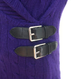Ralph Lauren Collection Cashmere Buckled Sweater Purple Cable Knit Size Small