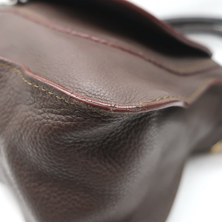Chloe Marcie Medium Satchel Dark Brown Grained Leather Shoulder Bag