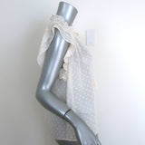 Ulla Johnson Reine Tassel Top Ivory Swiss Dot Chiffon Size 6 Cap Sleeve Blouse