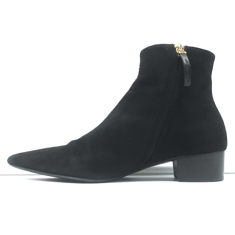 The Row Ambra Ankle Boots Black Suede Size 38 Pointed Toe Booties