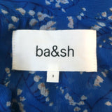 Ba&sh Matcha Button-Front Short Sleeve Dress Blue Floral Print Chiffon Size 3