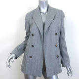 Brunello Cucinelli Sequin-Striped Double Breasted Blazer Gray Wool Size 42