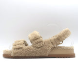 Gucci Double G Shearling Dad Sandals Beige Merino Wool Size 40