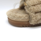 Gucci Double G Shearling Dad Sandals Beige Merino Wool Size 40