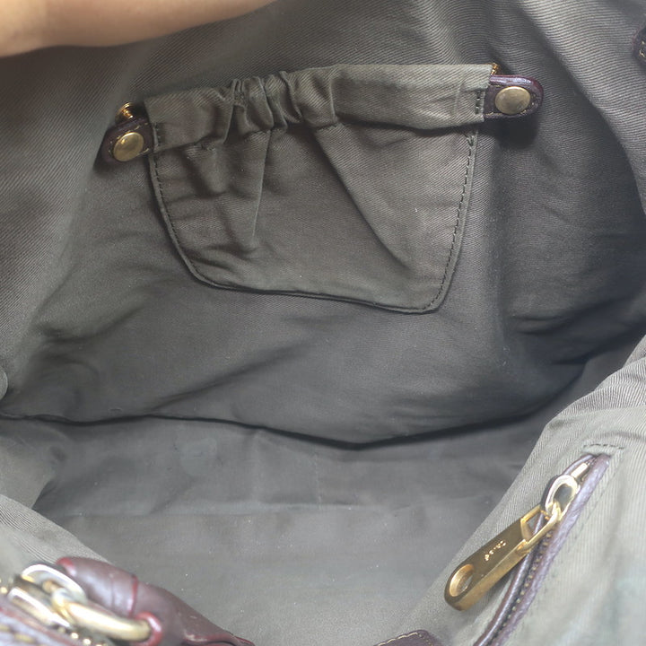 Chloe Marcie Medium Satchel Dark Brown Grained Leather Shoulder Bag