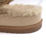 Gucci Double G Shearling Dad Sandals Beige Merino Wool Size 40