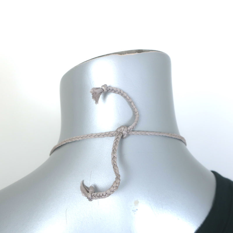 Designer Polished Stone Tribal Necklace on Leather Cream