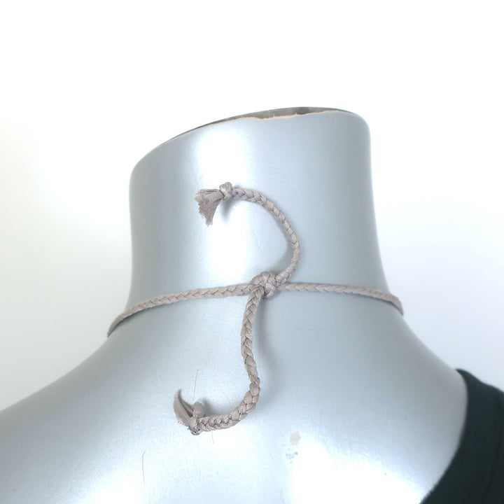 Designer Polished Stone Tribal Necklace on Leather Cream