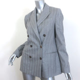 Brunello Cucinelli Sequin-Striped Double Breasted Blazer Gray Wool Size 42