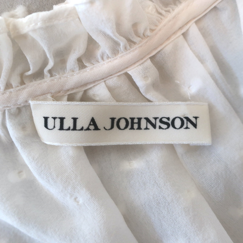 Ulla Johnson Reine Tassel Top Ivory Swiss Dot Chiffon Size 6 Cap Sleeve Blouse