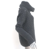 Alice + Olivia Cowl Neck Sweater Charcoal Wool Mixed Knit Size Large