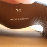 See by Chloe Glyn Platform Espadrille Sandals Black Leather Size 39