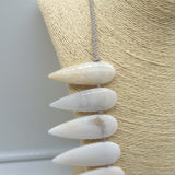 Designer Polished Stone Tribal Necklace on Leather Cream
