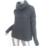 Alice + Olivia Cowl Neck Sweater Charcoal Wool Mixed Knit Size Large