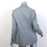 Brunello Cucinelli Sequin-Striped Double Breasted Blazer Gray Wool Size 42