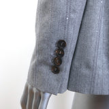 Brunello Cucinelli Sequin-Striped Double Breasted Blazer Gray Wool Size 42