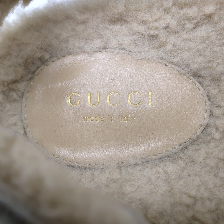 Gucci Double G Shearling Dad Sandals Beige Merino Wool Size 40