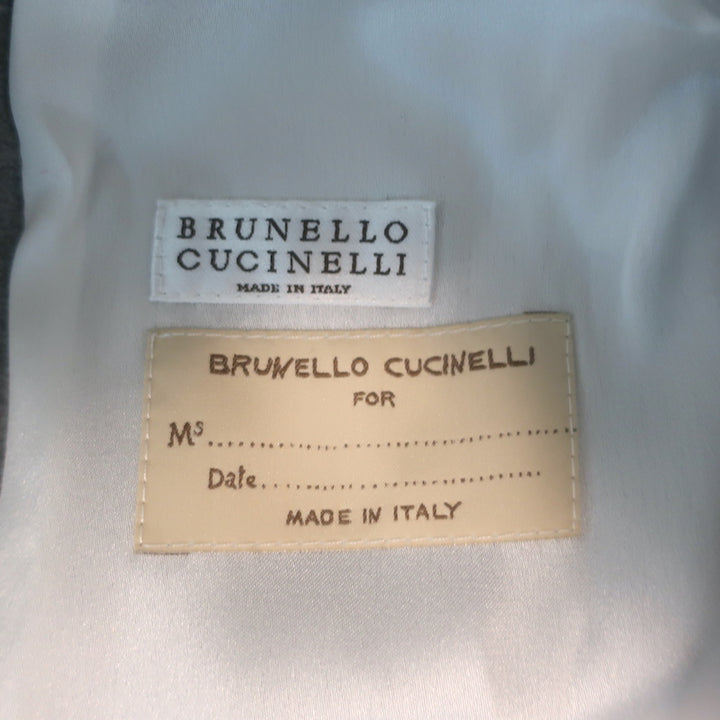 Brunello Cucinelli Sequin-Striped Double Breasted Blazer Gray Wool Size 42