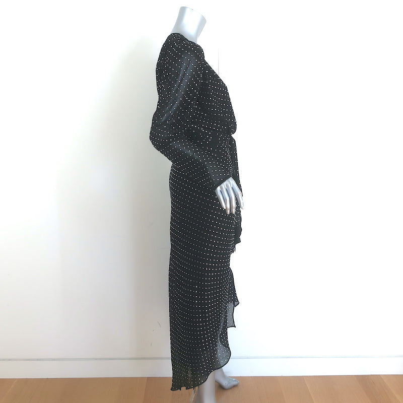 Ronny Kobo Astrid Rhinestone-Studded Midi Dress Black Chiffon Size Medium