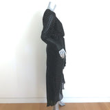 Ronny Kobo Astrid Rhinestone-Studded Midi Dress Black Chiffon Size Medium