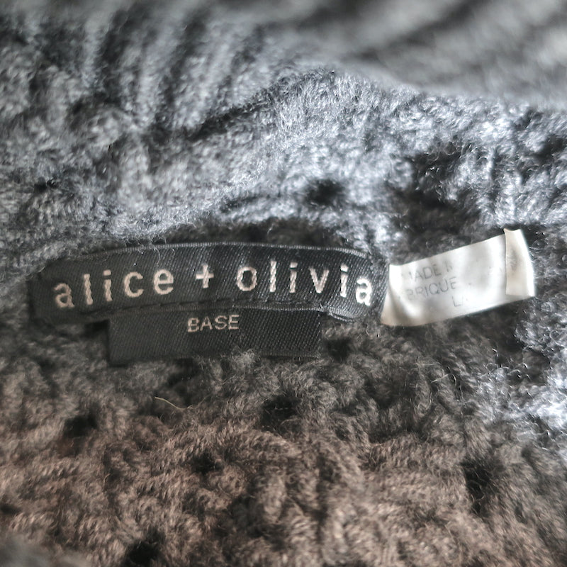 Alice + Olivia Cowl Neck Sweater Charcoal Wool Mixed Knit Size Large