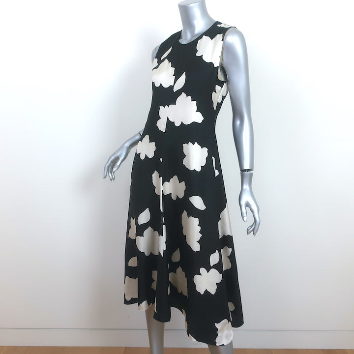 Theory Sleeveless Dress Nophella Black &amp; Cream Floral Print Silk Size 2