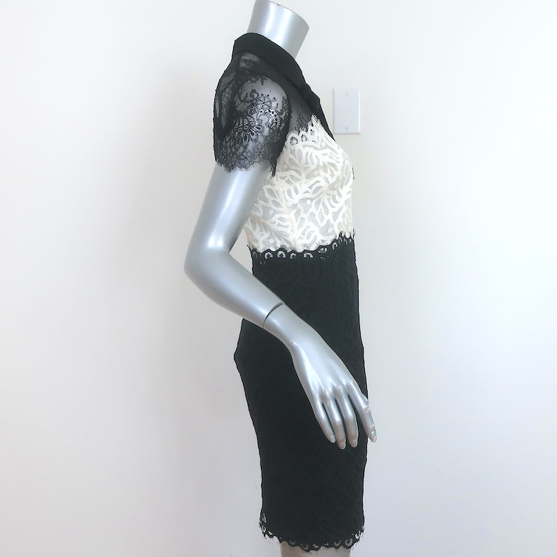 Sandro Rozen Two-Tone Lace Mini Dress Black/White Size 2 Celebrity Owned Sandro Rozen Two-Tone Lace Mini Dress Black/White Size 2 Celebrity Owned
