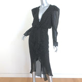 Ronny Kobo Astrid Rhinestone-Studded Midi Dress Black Chiffon Size Medium