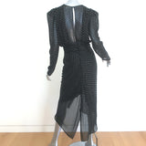 Ronny Kobo Astrid Rhinestone-Studded Midi Dress Black Chiffon Size Medium