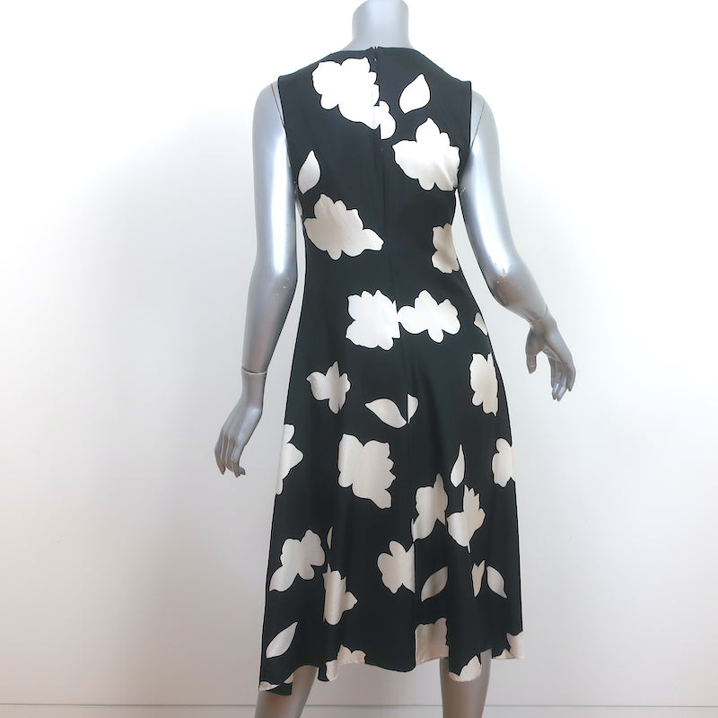Theory Sleeveless Dress Nophella Black &amp; Cream Floral Print Silk Size 2