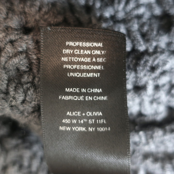 Alice + Olivia Cowl Neck Sweater Charcoal Wool Mixed Knit Size Large
