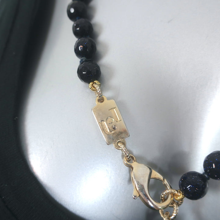 Rosantica Milano Glitter-Beaded Feather Tassel Necklace Navy